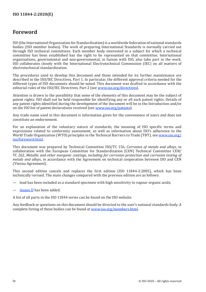 ISO 11844-2:2020 ISO 11844-2:2020 - Corrosion of metals and alloys — Classification of low corrosivity of indoor atmospheres — Part 2: Determination of corrosion attack in indoor atmospheres/27/2020 - Page 4 preview