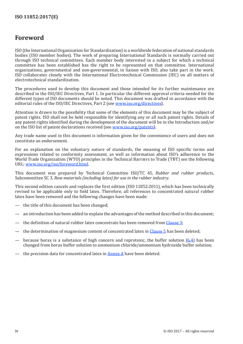 ISO 11852:2017 ISO 11852:2017 - Rubber — Determination of magnesium content of field natural rubber latex by titration/31/2017 - Page 4 preview