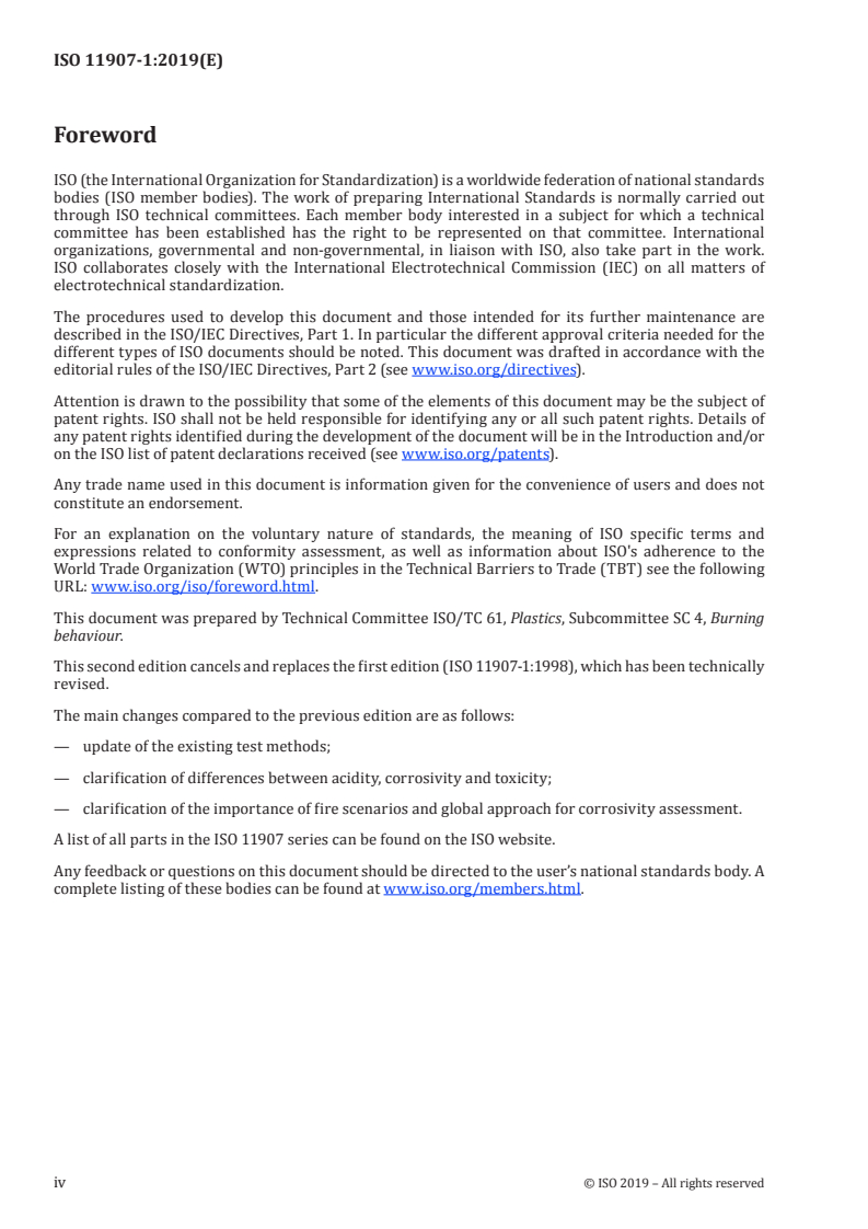 ISO 11907-1:2019 ISO 11907-1:2019 - Plastics — Smoke generation — Determination of the corrosivity of fire effluents — Part 1: General concepts and applicability/12/2019 - Page 4 preview
