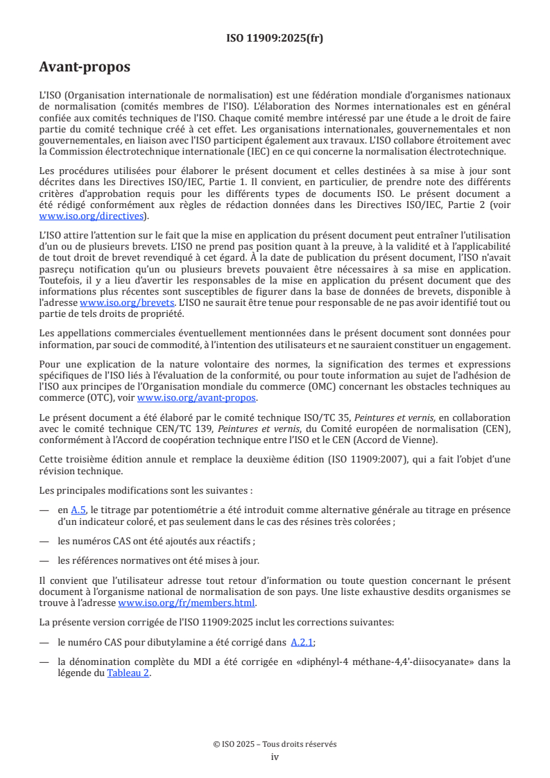 ISO 11909:2025 ISO 11909:2025 - Liants pour peintures et vernis — Résines de polyisocyanate — Méthodes générales d'essai - Page 4 preview
