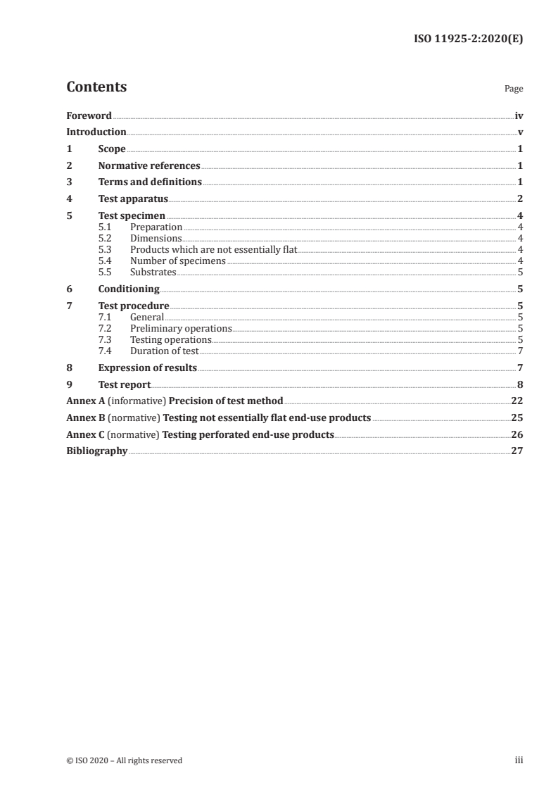 ISO 11925-2:2020 ISO 11925-2:2020 - Reaction to fire tests — Ignitability of products subjected to direct impingement of flame — Part 2: Single-flame source test/21/2020 - Page 3 preview