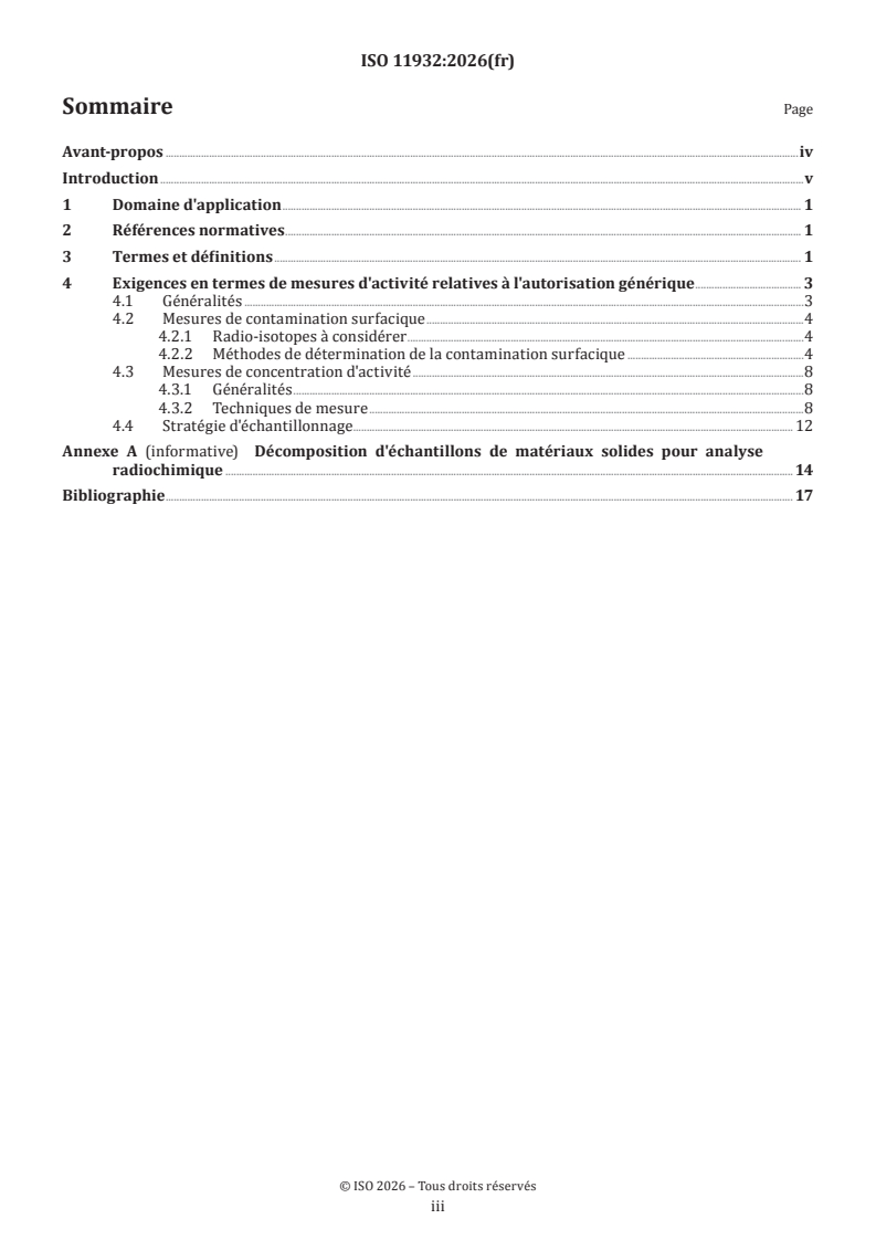 ISO 11932:2026 ISO 11932:2026 - Mesures d'activité de matériaux solides considérés comme déchets non radioactifs destinés à un recyclage, une réutilisation ou une mise au rebut - Page 3 preview