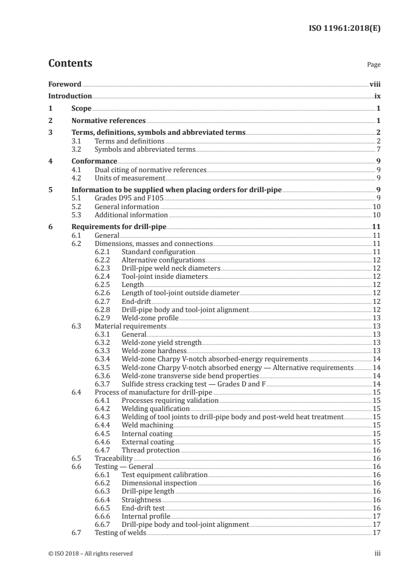 ISO 11961:2018 ISO 11961:2018 - Petroleum and natural gas industries — Steel drill pipe/17/2018 - Page 3 preview