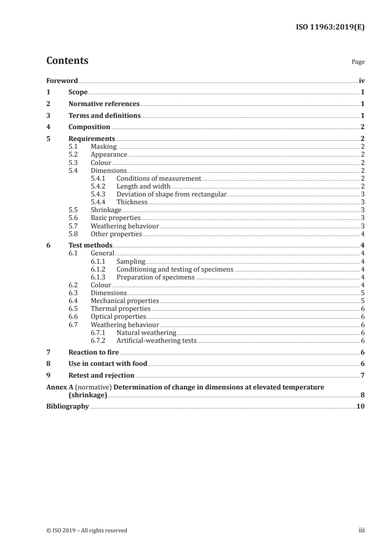 ISO 11963:2019 ISO 11963:2019 - Plastics — Polycarbonate sheets — Types, dimensions and characteristics/17/2019 - Page 3 preview