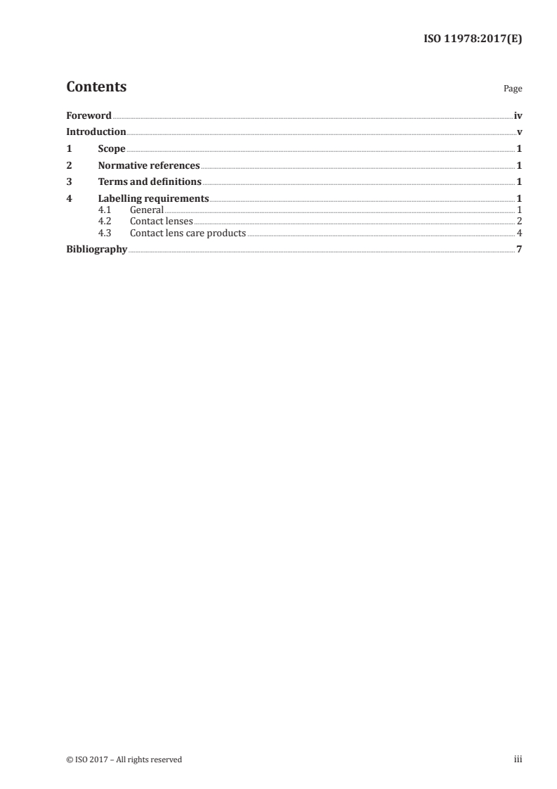 ISO 11978:2017 ISO 11978:2017 - Ophthalmic optics — Contact lenses and contact lens care products — Labelling/10/2017 - Page 3 preview