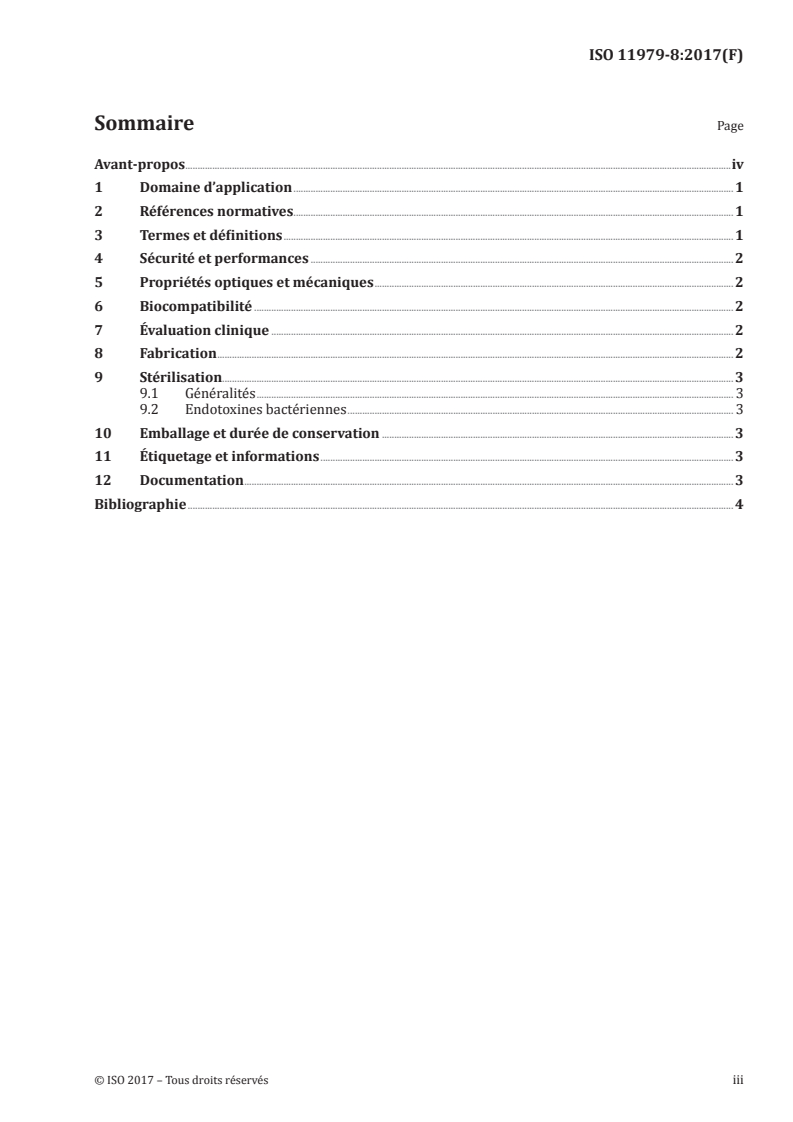 ISO 11979-8:2017 ISO 11979-8:2017 - Implants ophtalmiques — Lentilles intraoculaires — Partie 8: Exigences fondamentales/16/2017 - Page 3 preview