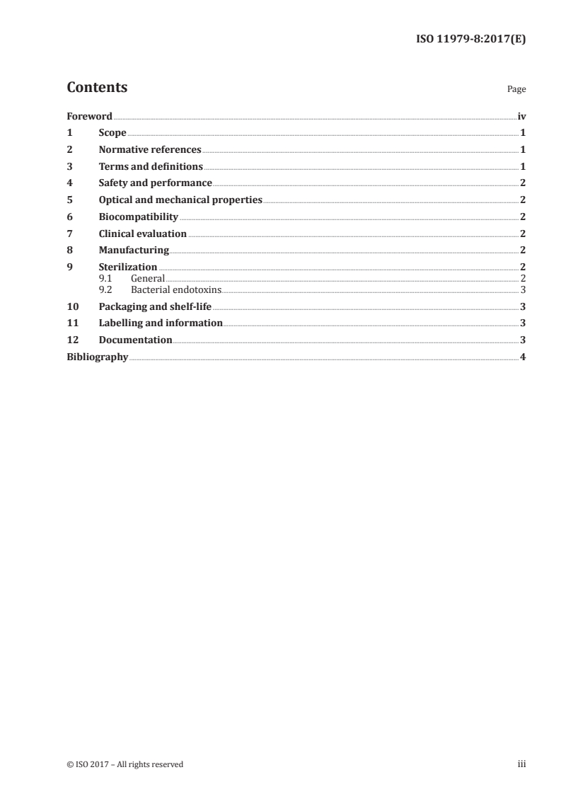 ISO 11979-8:2017 ISO 11979-8:2017 - Ophthalmic implants — Intraocular lenses — Part 8: Fundamental requirements/12/2017 - Page 3 preview