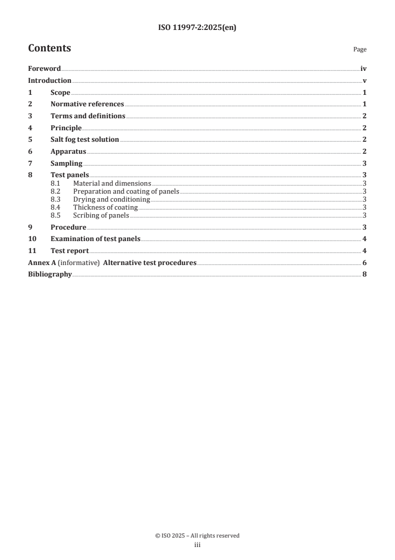 ISO 11997-2:2025 ISO 11997-2:2025 - Paints and varnishes — Determination of resistance to cyclic corrosion conditions — Part 2: Wet (salt fog)/dry/humid/UV light
Released:3. 11. 2025 - Page 3 preview