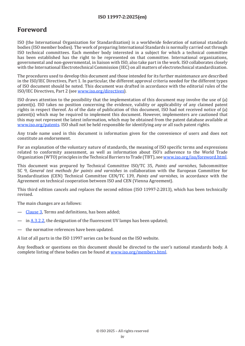 ISO 11997-2:2025 ISO 11997-2:2025 - Paints and varnishes — Determination of resistance to cyclic corrosion conditions — Part 2: Wet (salt fog)/dry/humid/UV light
Released:3. 11. 2025 - Page 4 preview