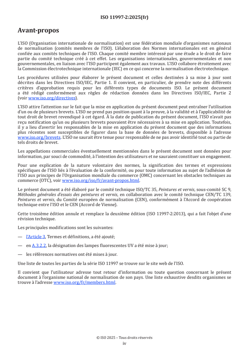 ISO 11997-2:2025 ISO 11997-2:2025 - Peintures et vernis — Détermination de la résistance aux conditions de corrosion cyclique — Partie 2: Brouillard salin/sécheresse/humidité/lumière UV
Released:3. 11. 2025 - Page 4 preview