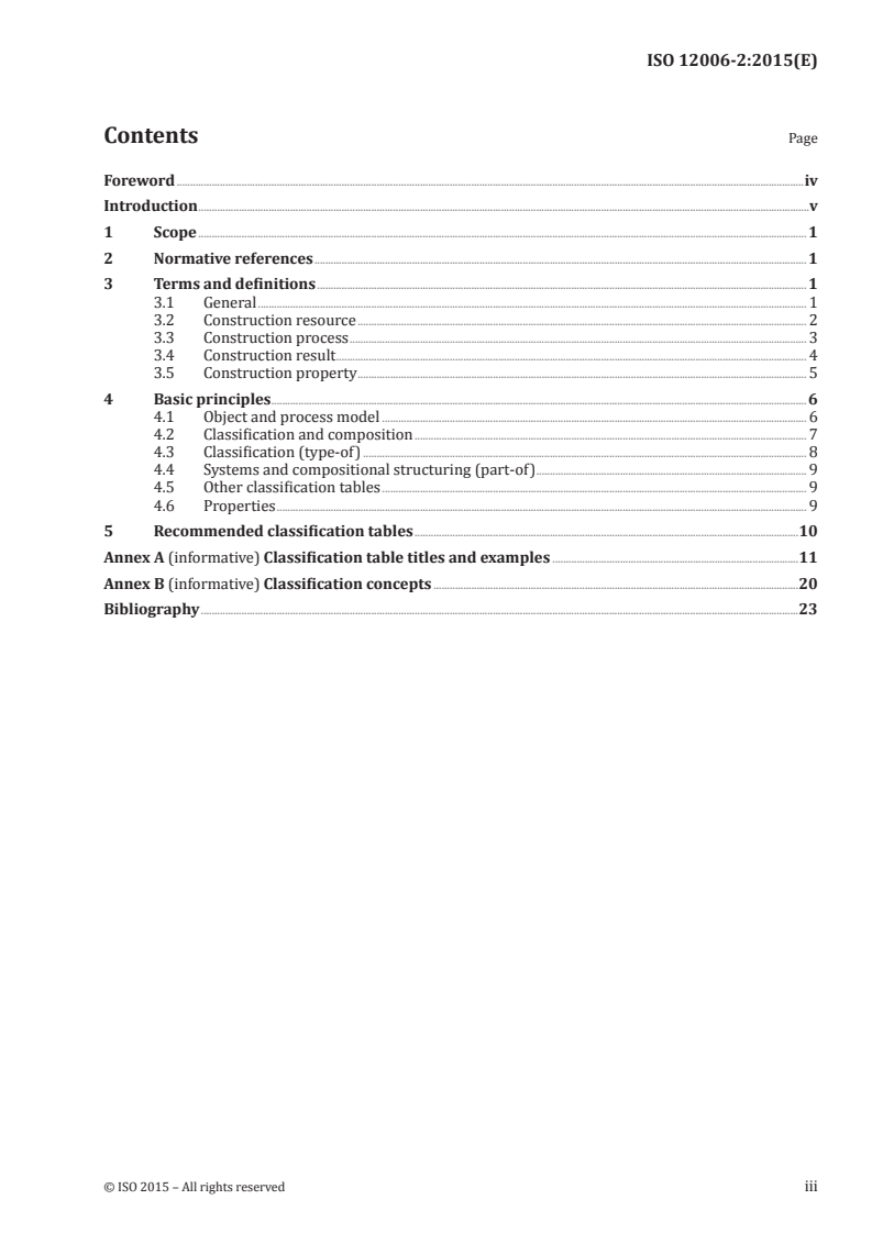 ISO 12006-2:2015 ISO 12006-2:2015 - Building construction — Organization of information about construction works — Part 2: Framework for classification/8/2015 - Page 3 preview
