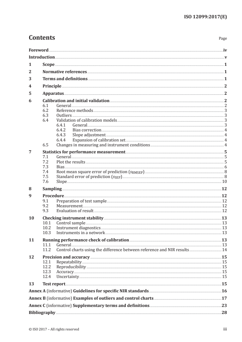 ISO 12099:2017 ISO 12099:2017 - Animal feeding stuffs, cereals and milled cereal products — Guidelines for the application of near infrared spectrometry/10/2017 - Page 3 preview