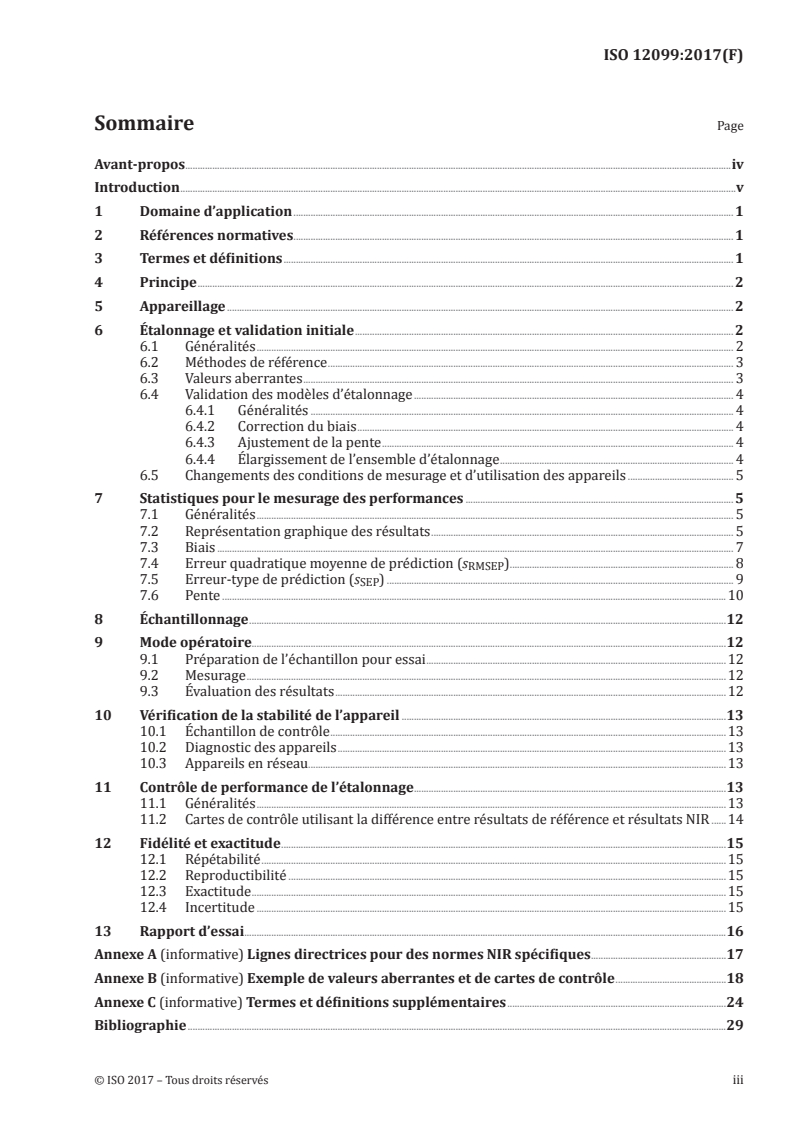 ISO 12099:2017 ISO 12099:2017 - Aliments des animaux, céréales et produits de mouture des céréales — Lignes directrices pour l'application de la spectrométrie dans le proche infrarouge/10/2017 - Page 3 preview