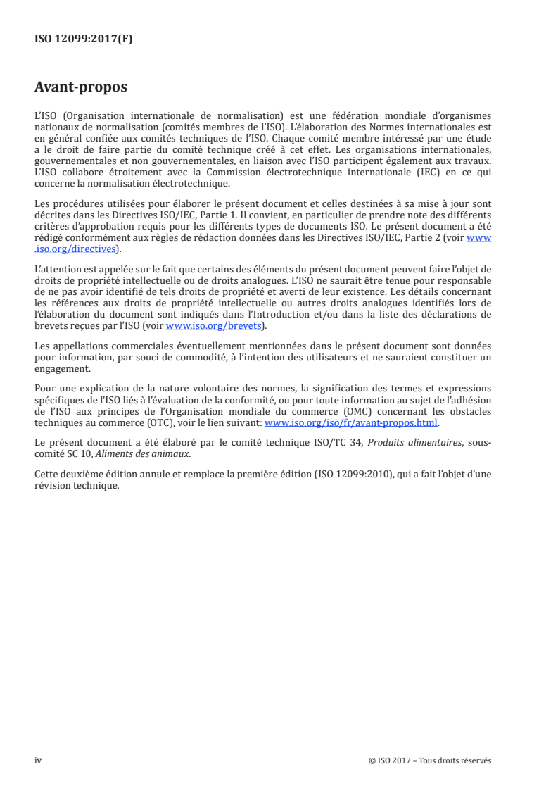 ISO 12099:2017 ISO 12099:2017 - Aliments des animaux, céréales et produits de mouture des céréales — Lignes directrices pour l'application de la spectrométrie dans le proche infrarouge/10/2017 - Page 4 preview