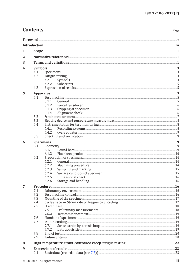ISO 12106:2017 ISO 12106:2017 - Metallic materials — Fatigue testing — Axial-strain-controlled method/23/2017 - Page 3 preview