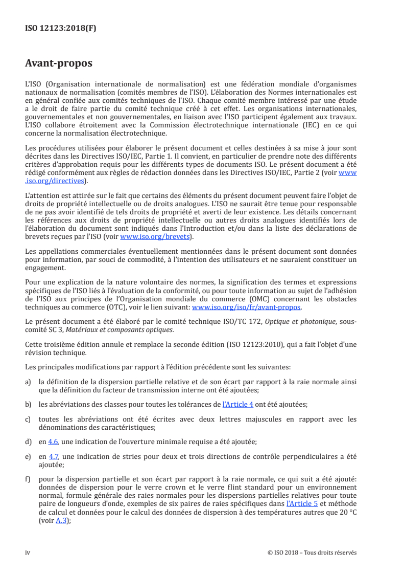 ISO 12123:2018 ISO 12123:2018 - Optique et photonique — Spécification d'un verre d'optique brut/30/2018 - Page 4 preview