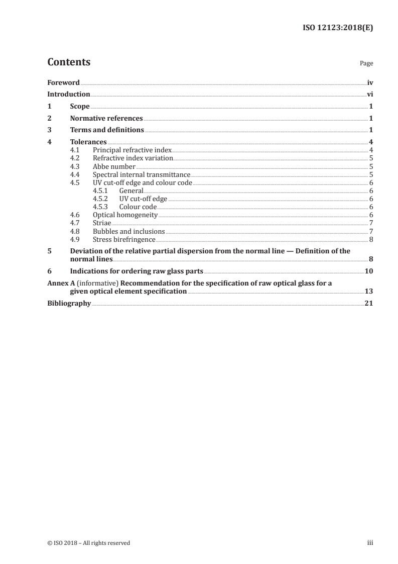 ISO 12123:2018 ISO 12123:2018 - Optics and photonics — Specification of raw optical glass/30/2018 - Page 3 preview