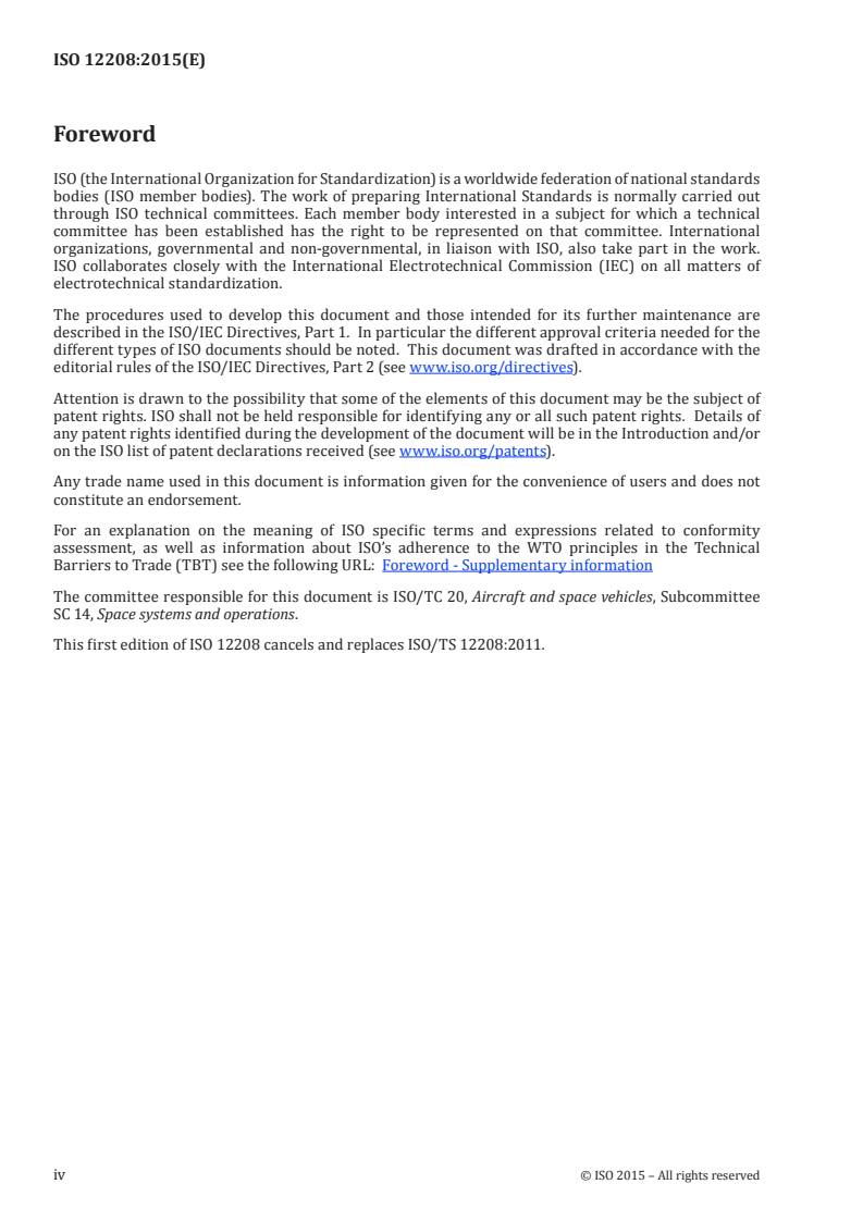 ISO 12208:2015 ISO 12208:2015 - Space systems — Space environment (natural and artificial) — Observed proton fluences over long duration at GEO and guidelines for selection of confidence level in statistical model of solar proton fluences/9/2015 - Page 4 preview