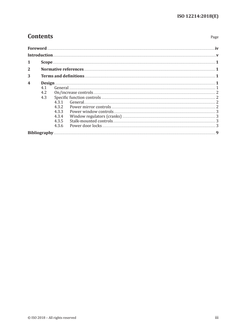 ISO 12214:2018 ISO 12214:2018 - Road vehicles — Direction-of-motion stereotypes for automotive hand controls/2/2018 - Page 3 preview
