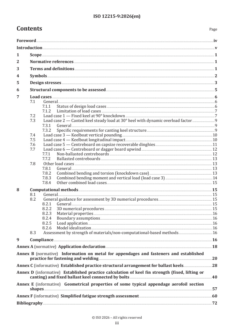 ISO 12215-9:2026 ISO 12215-9:2026 - Small craft — Hull construction and scantlings — Part 9: Sailing craft appendages - Page 3 preview