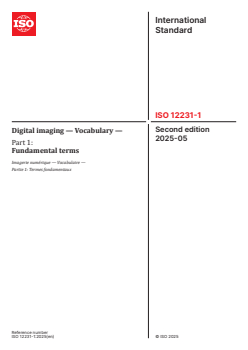 ISO 12231-1:2025 ISO 12231-1:2025 - Digital imaging — Vocabulary — Part 1: Fundamental terms
Released:27. 05. 2025 - Page 1 preview