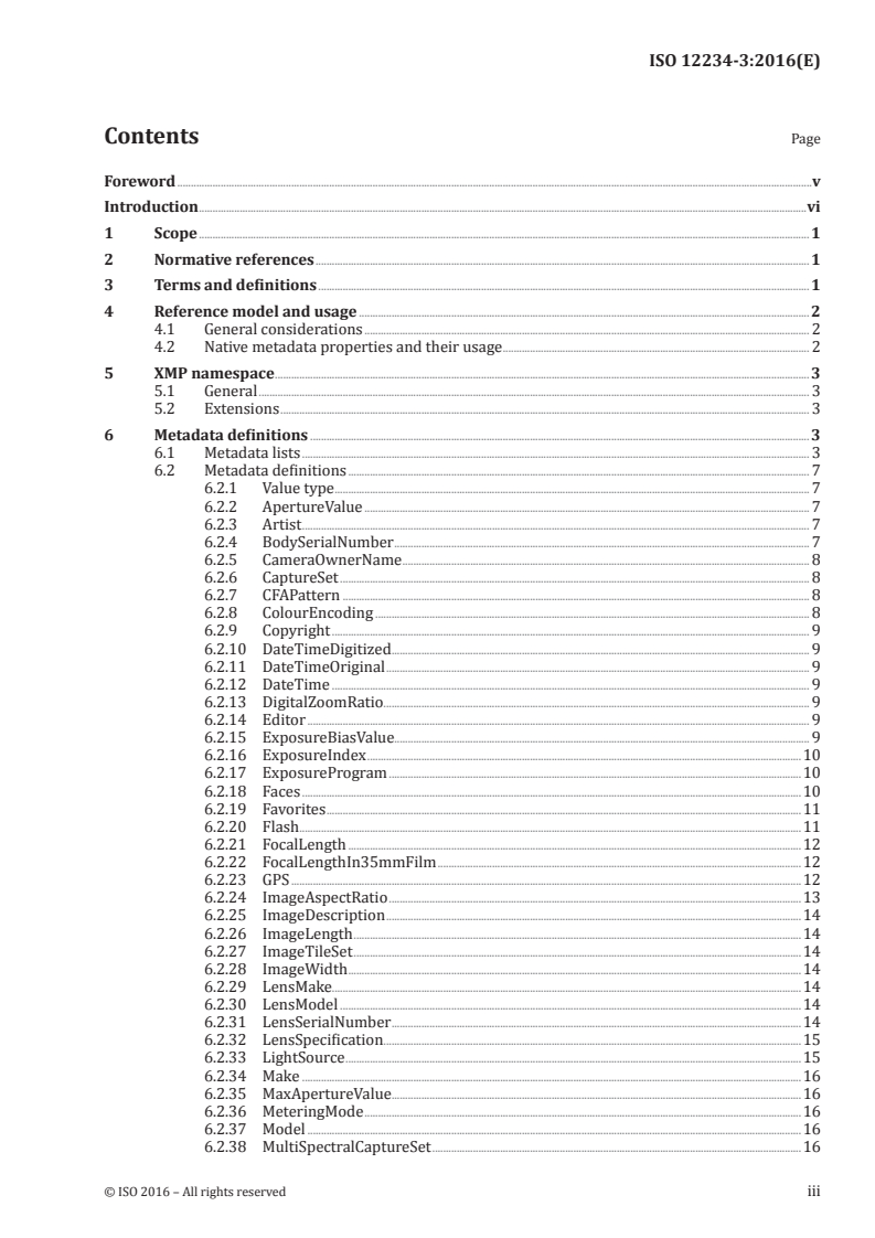 ISO 12234-3:2016 ISO 12234-3:2016 - Electronic still picture imaging — Removable memory — Part 3: XMP for digital photography/16/2016 - Page 3 preview