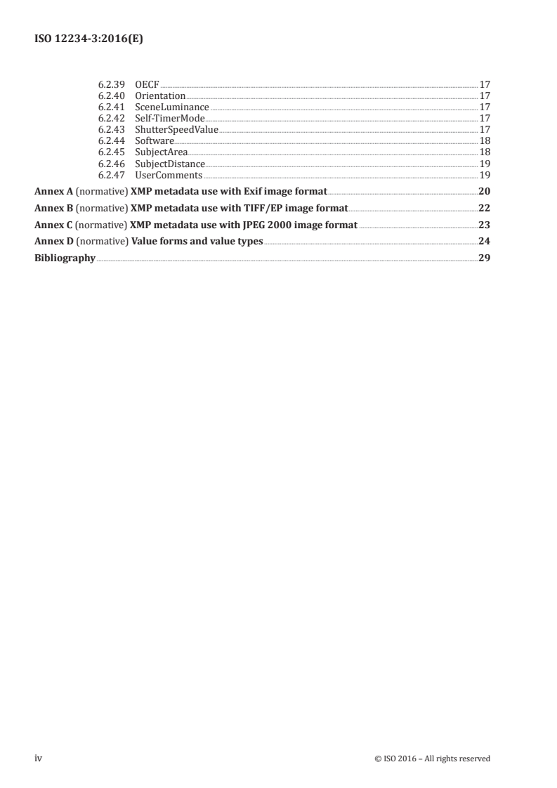 ISO 12234-3:2016 ISO 12234-3:2016 - Electronic still picture imaging — Removable memory — Part 3: XMP for digital photography/16/2016 - Page 4 preview