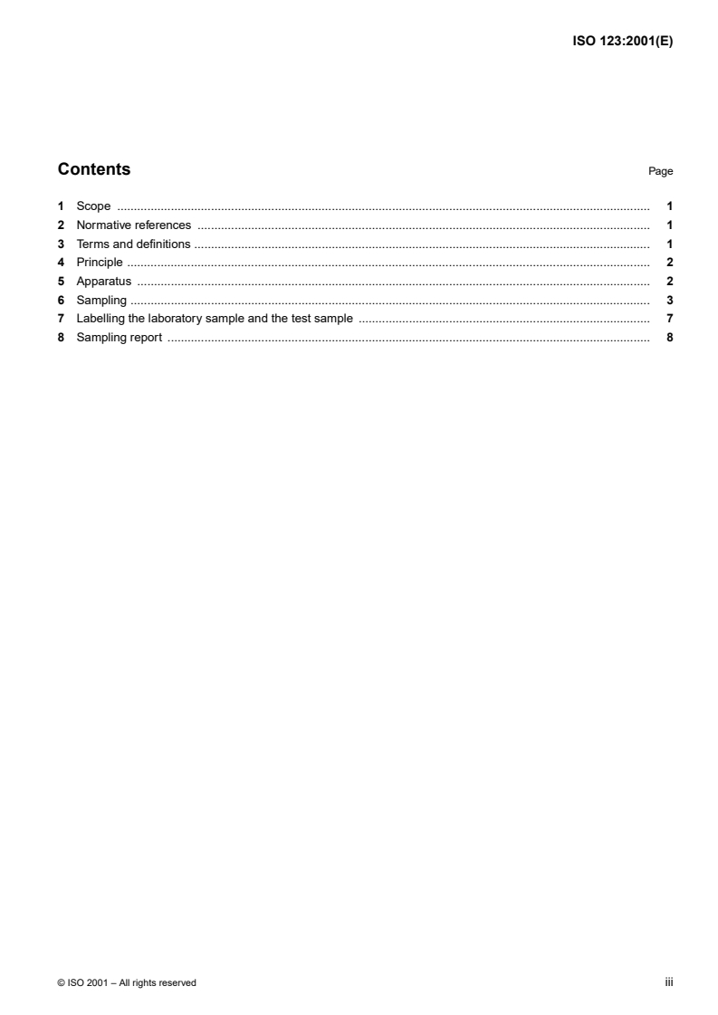 ISO 123:2001 ISO 123:2001 - Rubber latex — Sampling/31/2001 - Page 3 preview