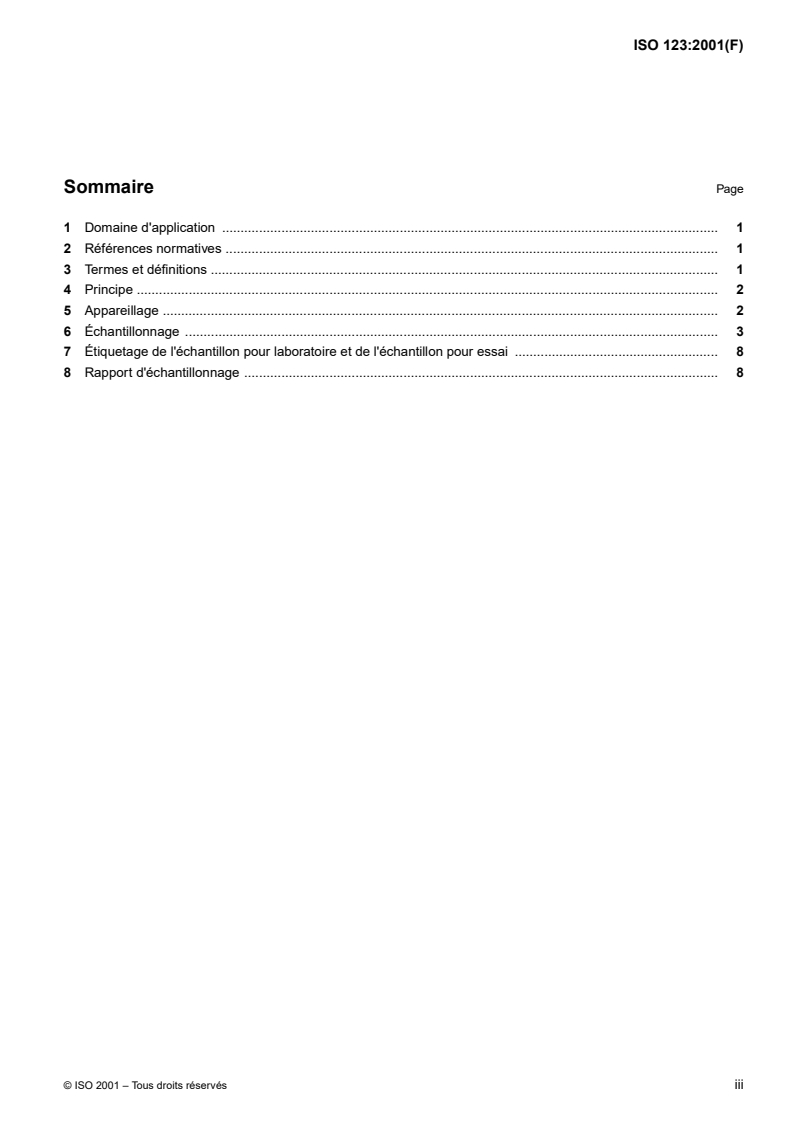 ISO 123:2001 ISO 123:2001 - Latex de caoutchouc — Échantillonnage/31/2001 - Page 3 preview