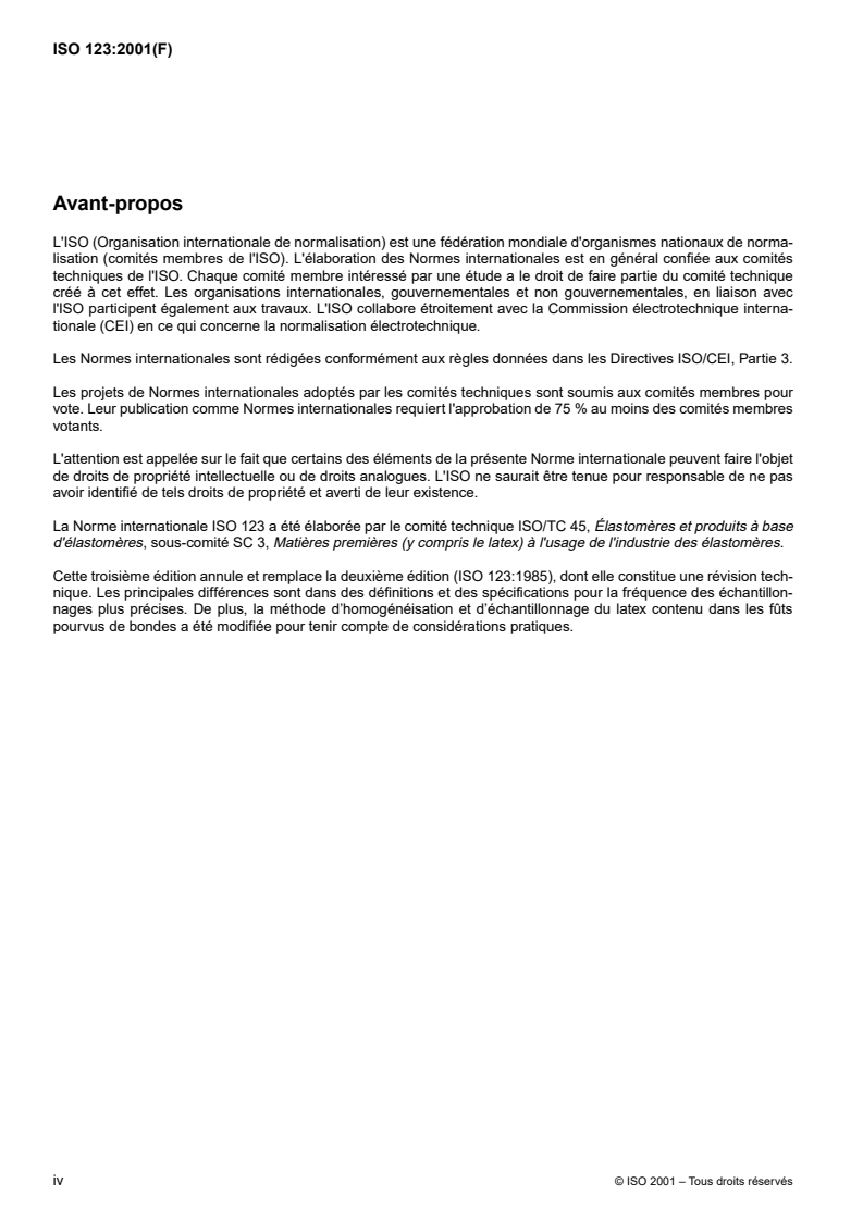 ISO 123:2001 ISO 123:2001 - Latex de caoutchouc — Échantillonnage/31/2001 - Page 4 preview