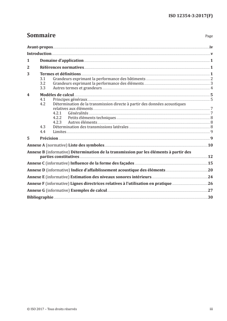 ISO 12354-3:2017 ISO 12354-3:2017 - Acoustique du bâtiment — Calcul de la performance acoustique des bâtiments à partir de la performance des éléments — Partie 3: Isolement aux bruits aériens venus de l'extérieur/17/2017 - Page 3 preview