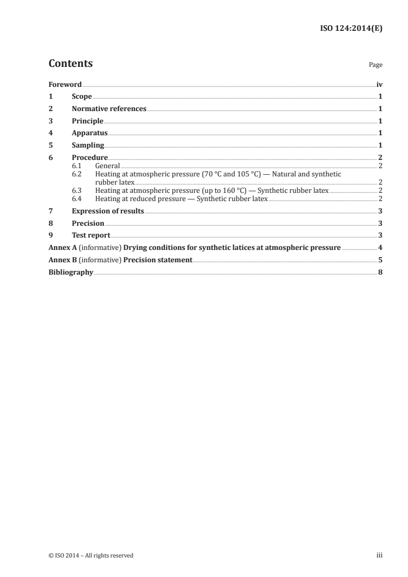 ISO 124:2014 ISO 124:2014 - Latex, rubber — Determination of total solids content/12/2014 - Page 3 preview