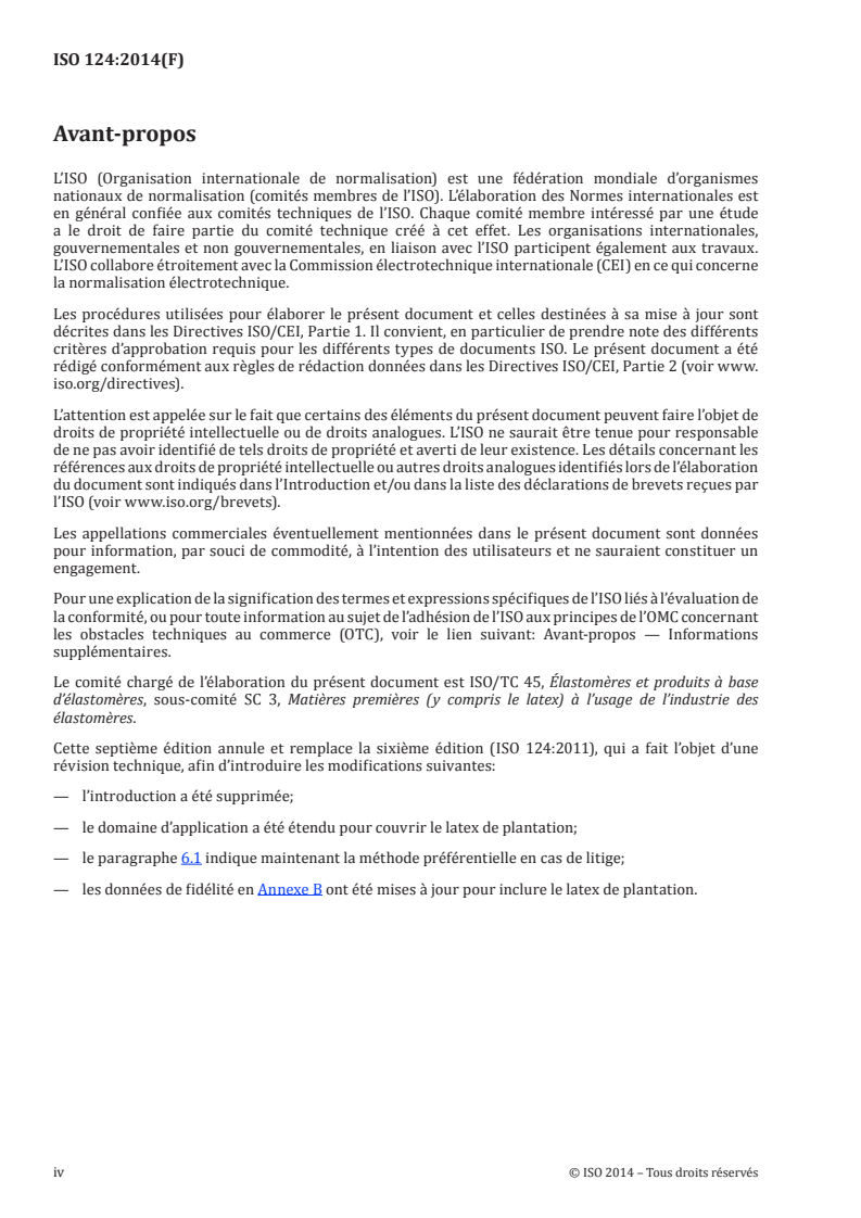 ISO 124:2014 ISO 124:2014 - Latex de caoutchouc — Détermination des matières solides totales/18/2014 - Page 4 preview