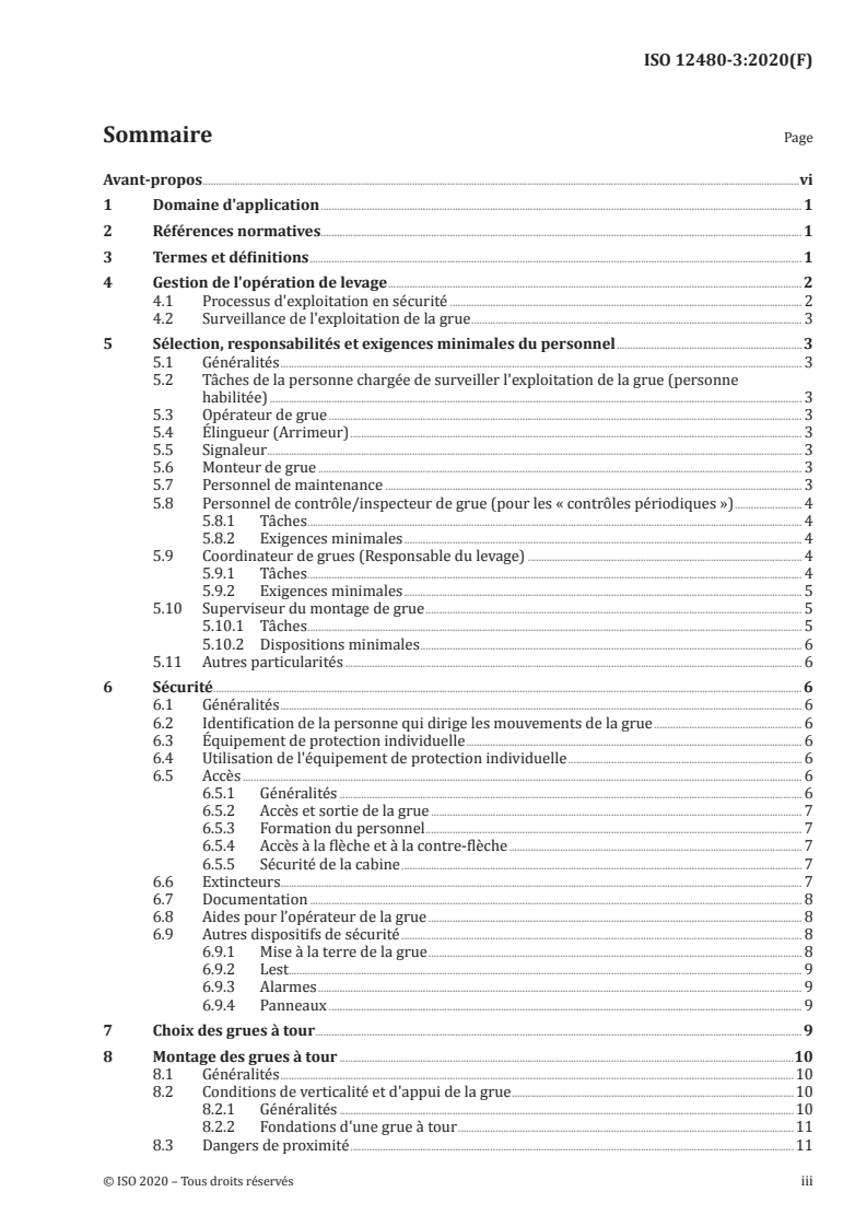ISO 12480-3:2020 ISO 12480-3:2020 - Appareils de levage à charge suspendue — Sécurité d'emploi — Partie 3: Grues à tour/22/2020 - Page 3 preview