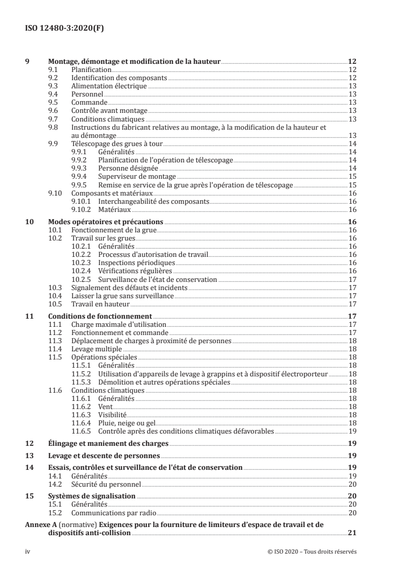 ISO 12480-3:2020 ISO 12480-3:2020 - Appareils de levage à charge suspendue — Sécurité d'emploi — Partie 3: Grues à tour/22/2020 - Page 4 preview