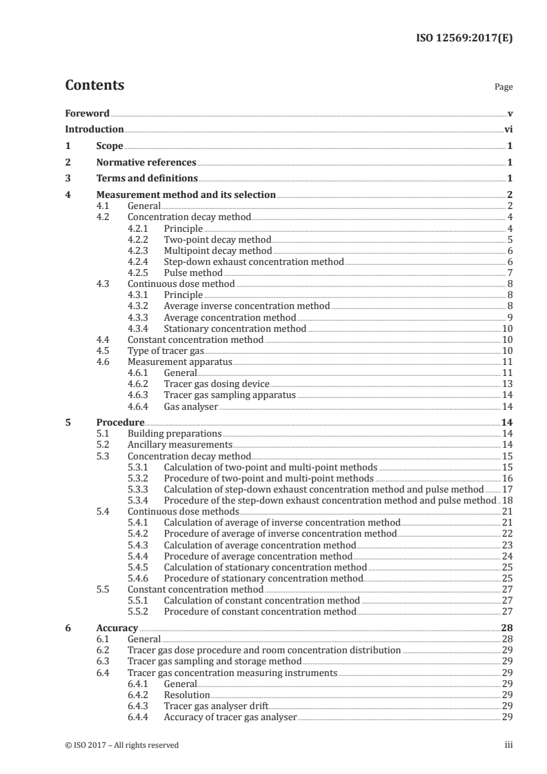 ISO 12569:2017 ISO 12569:2017 - Thermal performance of buildings and materials — Determination of specific airflow rate in buildings — Tracer gas dilution method/14/2017 - Page 3 preview