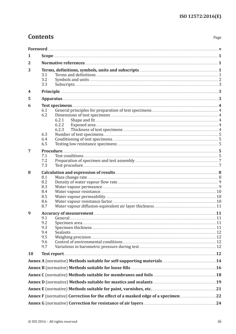 ISO 12572:2016 ISO 12572:2016 - Hygrothermal performance of building materials and products — Determination of water vapour transmission properties — Cup method/21/2016 - Page 3 preview