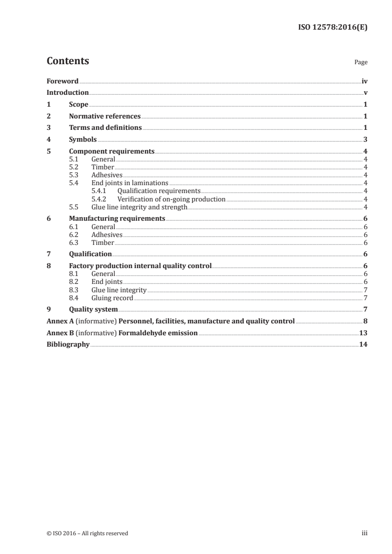 ISO 12578:2016 ISO 12578:2016 - Timber structures — Glued laminated timber — Component performance requirements/12/2016 - Page 3 preview