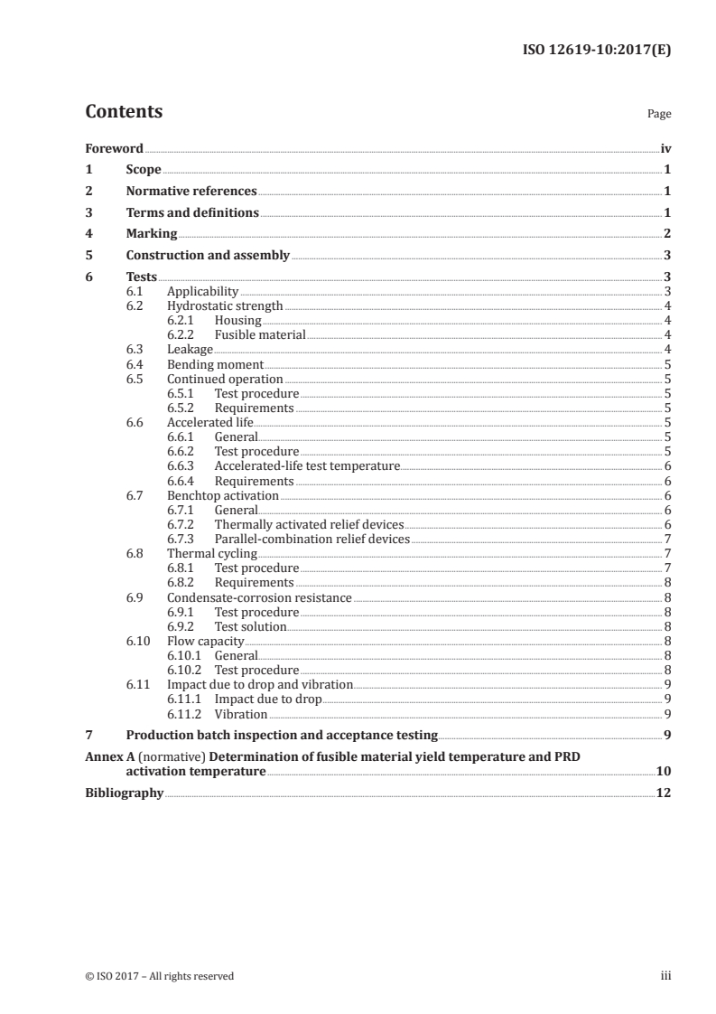 ISO 12619-10:2017 ISO 12619-10:2017 - Road vehicles — Compressed gaseous hydrogen (CGH2) and hydrogen/natural gas blends fuel system components — Part 10: Pressure relief device (PRD)/10/2017 - Page 3 preview