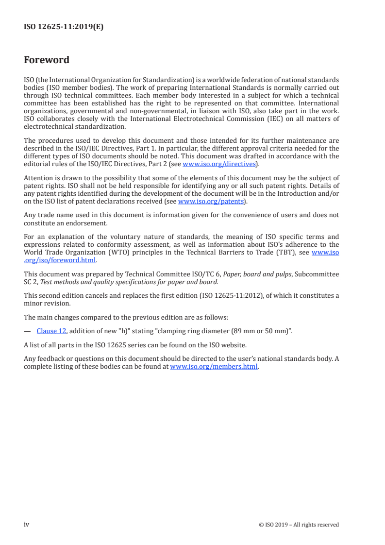 ISO 12625-11:2019 ISO 12625-11:2019 - Tissue paper and tissue products — Part 11: Determination of wet ball burst strength/28/2019 - Page 4 preview