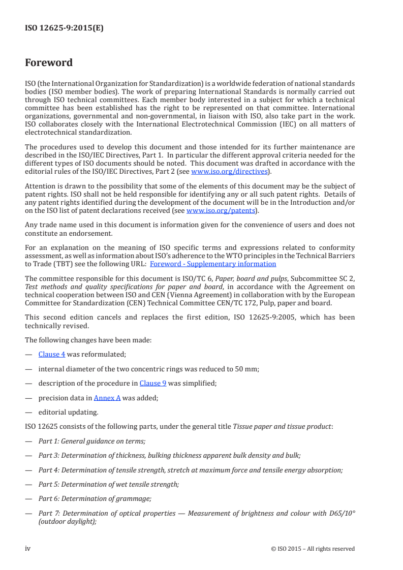 ISO 12625-9:2015 ISO 12625-9:2015 - Tissue paper and tissue products — Part 9: Determination of ball burst strength/5/2015 - Page 4 preview