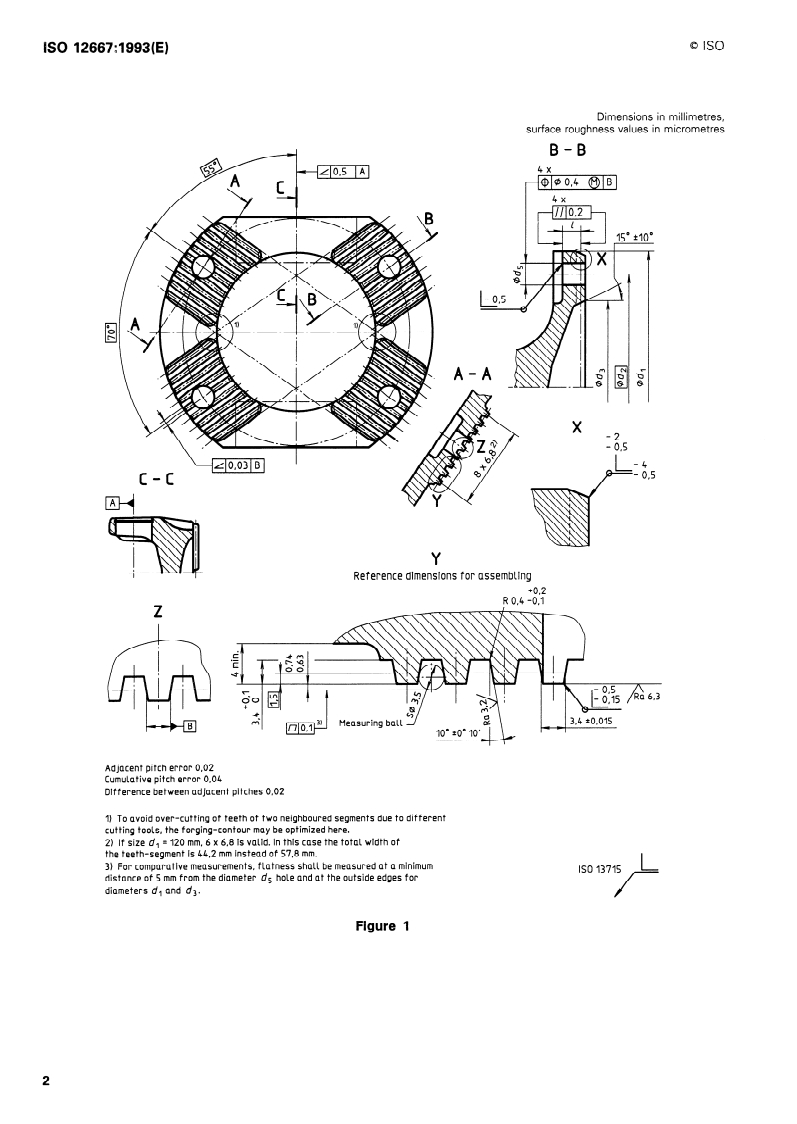 ISO 12667:1993 ISO 12667:1993 - Commercial vehicles and buses — Cross-tooth propeller shaft flanges, type T/9/1993 - Page 4 preview