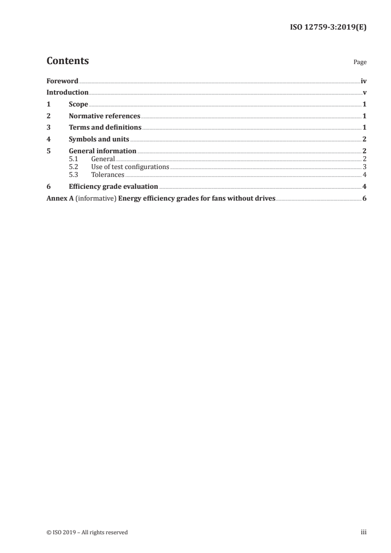 ISO 12759-3:2019 ISO 12759-3:2019 - Fans — Efficiency classification for fans — Part 3: Fans without drives at maximum operating speed/11/2019 - Page 3 preview