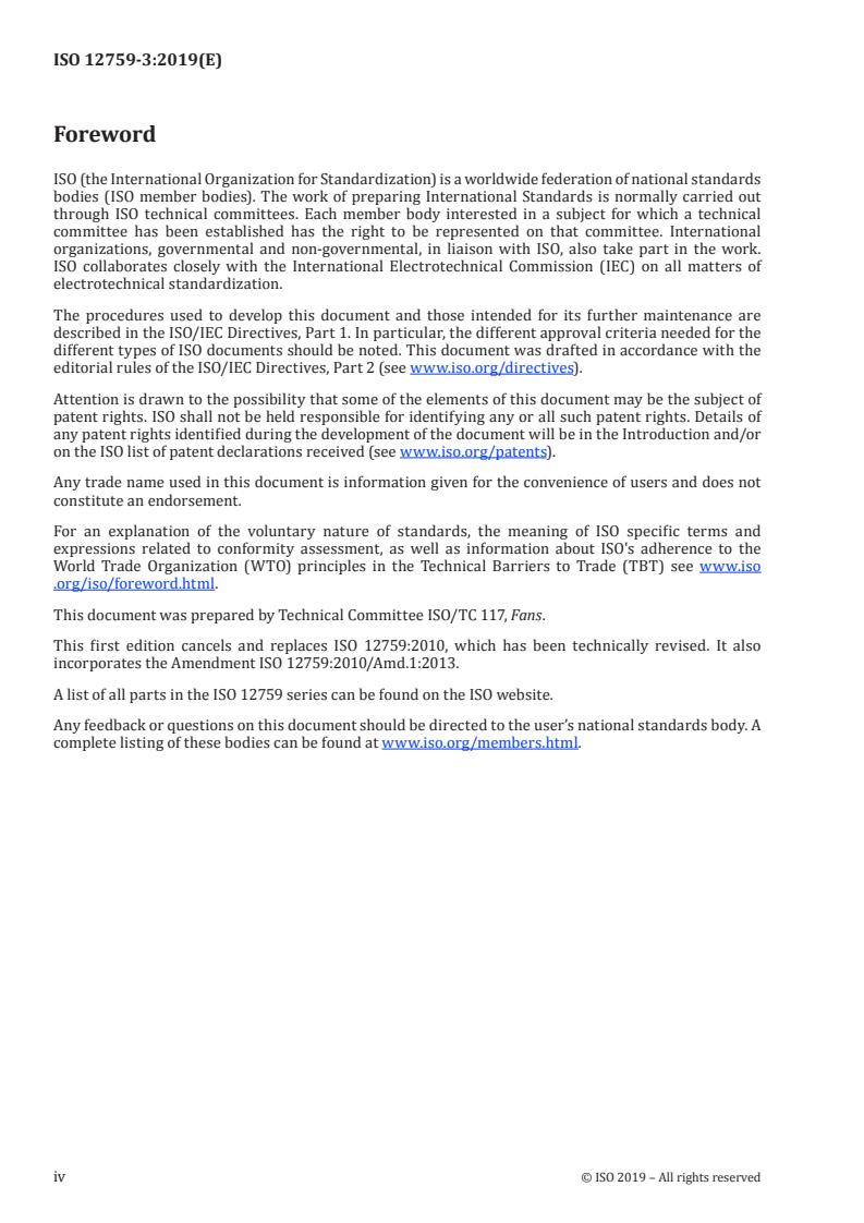 ISO 12759-3:2019 ISO 12759-3:2019 - Fans — Efficiency classification for fans — Part 3: Fans without drives at maximum operating speed/11/2019 - Page 4 preview