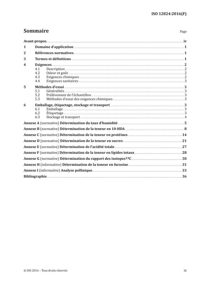 ISO 12824:2016 ISO 12824:2016 - Gelée royale — Spécifications/14/2016 - Page 3 preview