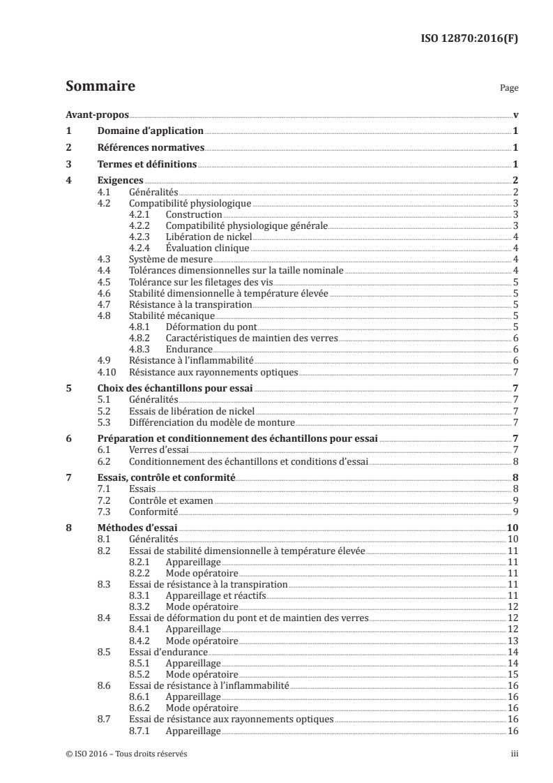 ISO 12870:2016 ISO 12870:2016 - Optique ophtalmique — Montures de lunettes — Exigences et méthodes d'essai/28/2016 - Page 3 preview