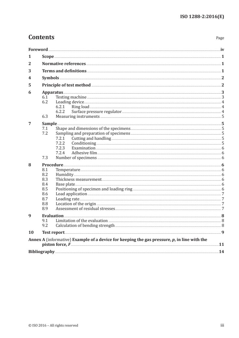ISO 1288-2:2016 ISO 1288-2:2016 - Glass in building — Determination of the bending strength of glass — Part 2: Coaxial double-ring test on flat specimens with large test surface areas/16/2016 - Page 3 preview