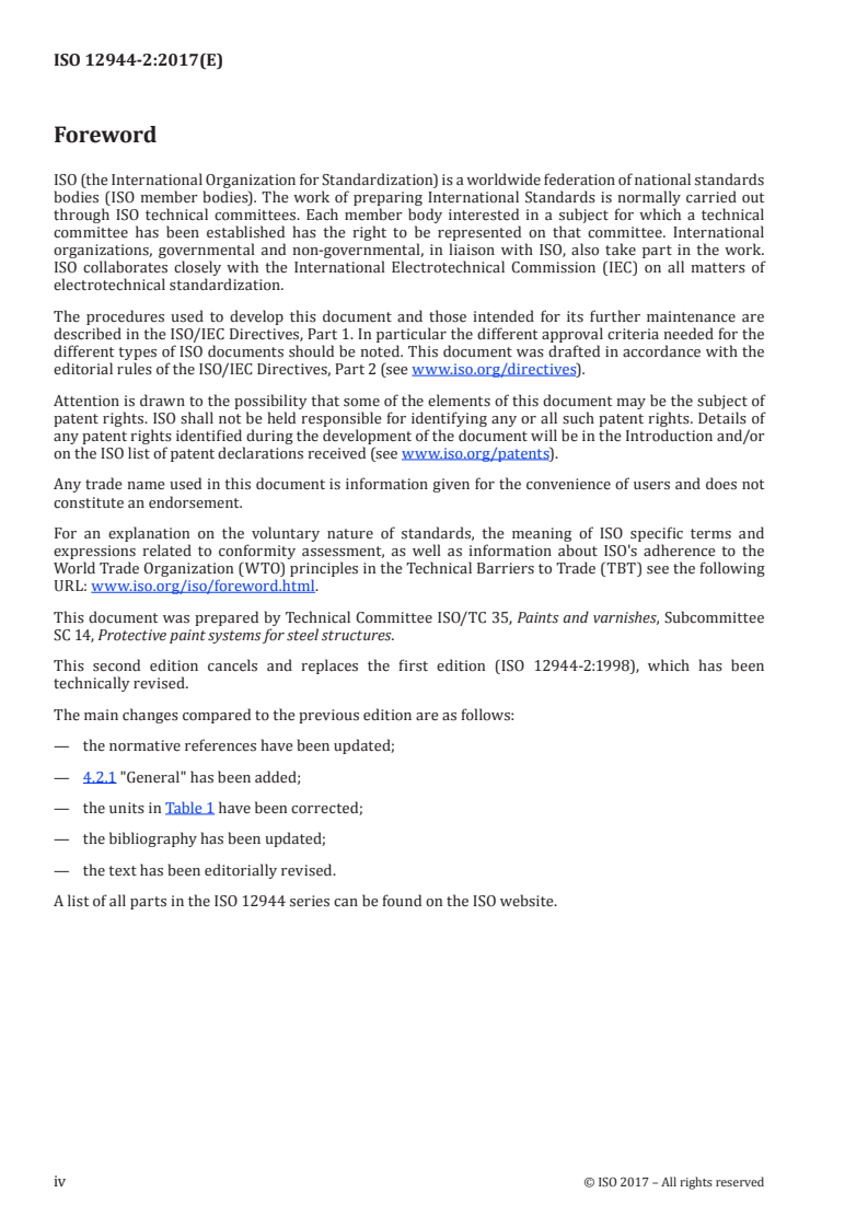 ISO 12944-2:2017 ISO 12944-2:2017 - Paints and varnishes — Corrosion protection of steel structures by protective paint systems — Part 2: Classification of environments/13/2017 - Page 4 preview