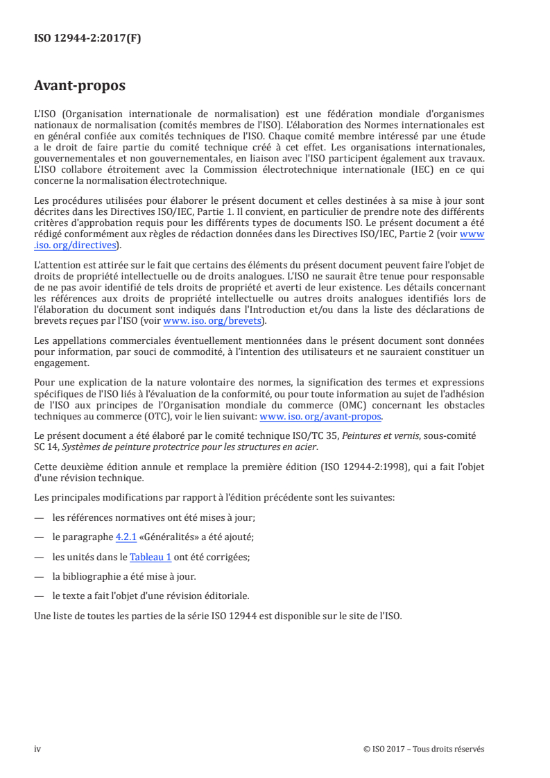 ISO 12944-2:2017 ISO 12944-2:2017 - Peintures et vernis — Anticorrosion des structures en acier par systèmes de peinture — Partie 2: Classification des environnements/7/2018 - Page 4 preview