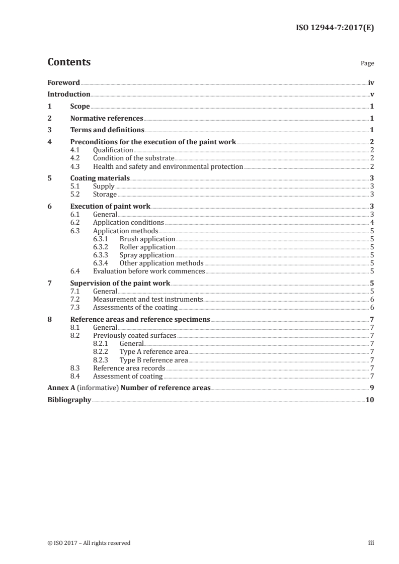 ISO 12944-7:2017 ISO 12944-7:2017 - Paints and varnishes — Corrosion protection of steel structures by protective paint systems — Part 7: Execution and supervision of paint work/13/2017 - Page 3 preview